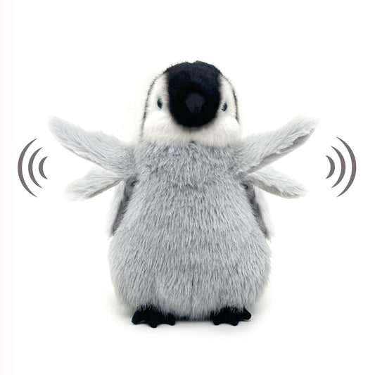 FLUFFYFUN flapping-wing penguin plush with motion feature for interactive play