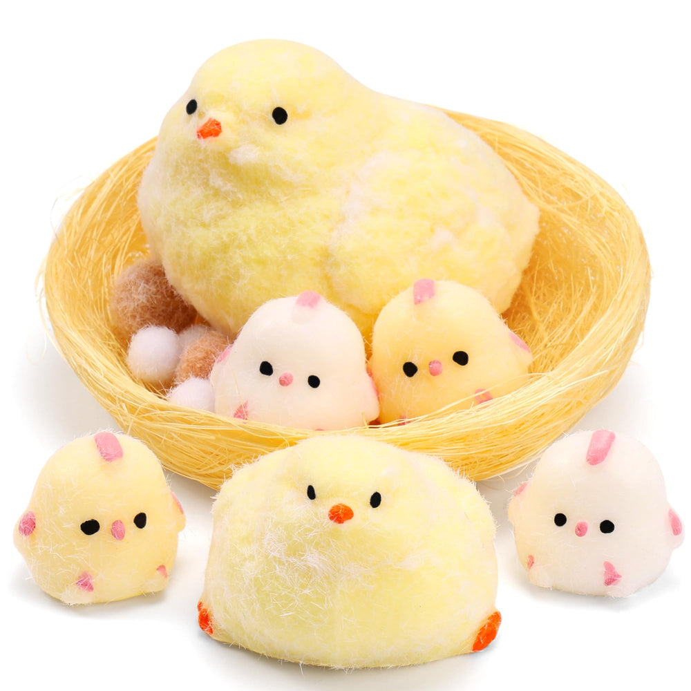 FlufiFiea 6-piece squishy chicks set in gift box for playful stress relief