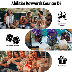 Flvdierd MTG dice counters plus 1-6 indicate gains