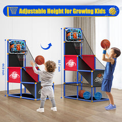 Flybakiz arcade hoop 60-second timer enhances fast-paced arcade-style play.