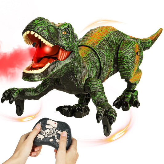FlyBakiz remote control dinosaur in green walking, ideal for imaginative play and storytelling