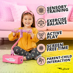 Flybar My First Foam Pogo Jumper balance focus aids coordination during play.