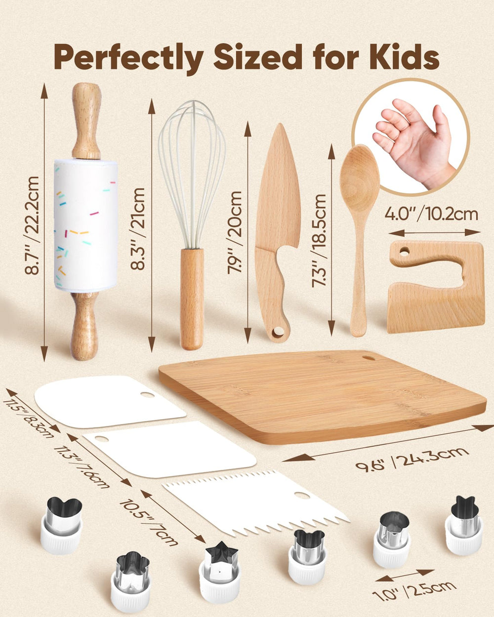 Flybean wooden-rolling-pin for kid-friendly baking sessions.