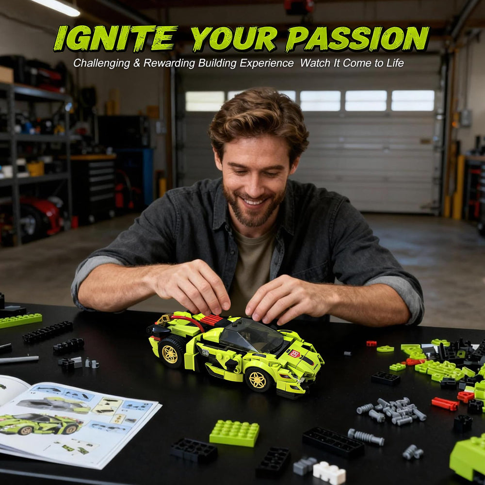 flycites Technic Race Cars Building Blocks Set assembly-step with color guides for confident building