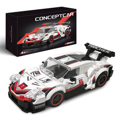 flycites Technic sports cars building block set front view highlights a sleek race car model for display