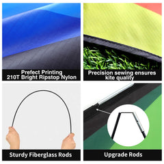 Flying Hoofer heat-transfer colors resist fading for vibrant outdoor use.