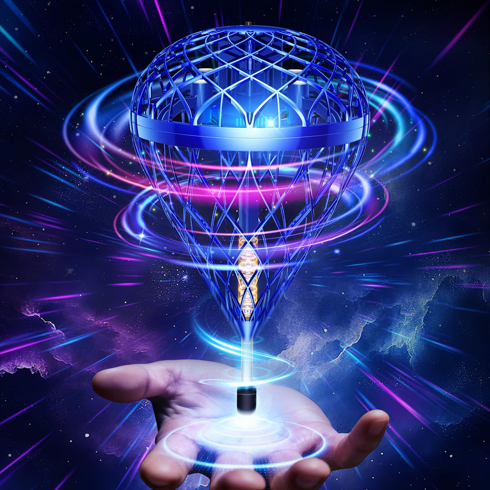 Flystars Flying Orb Ball glows blue mid-flight for indoor play