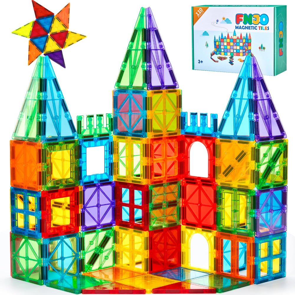 FNJO magnetic tiles 110pcs enable creative building play for kids