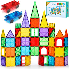FNJO Magnetic Tiles box front display with colorful shapes for classroom play