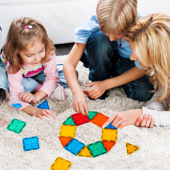 FNJO tiles spread showing 2D patterns and 3D castle ideas