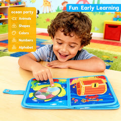 FoenixArte Ocean Busy Book pages open showing color sorting and counting