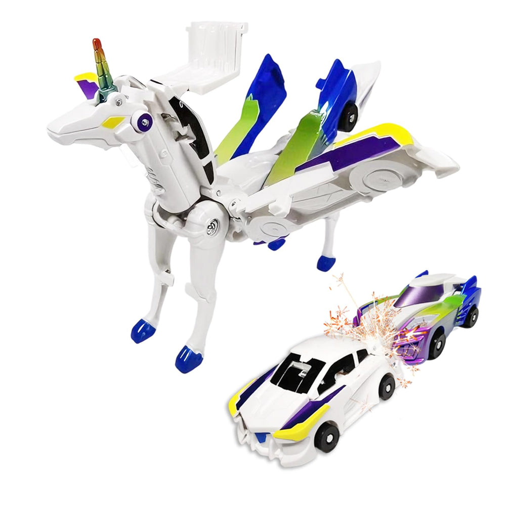 Fogsea transforming car toy unicorn blue for dynamic unicorn play