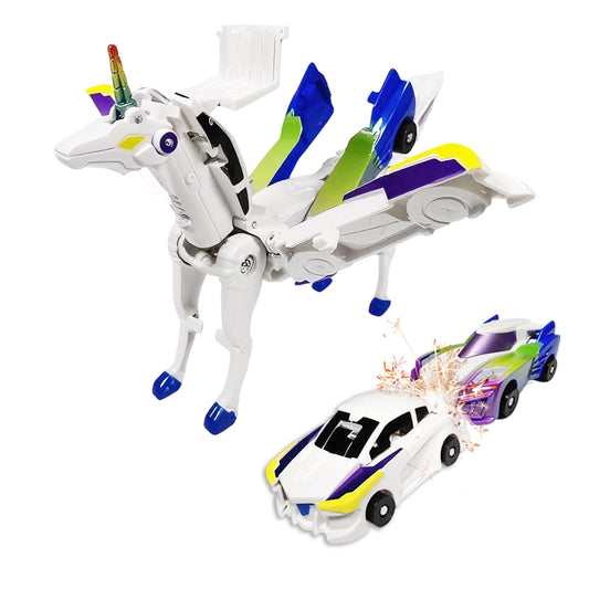 Fogsea transforming car toy unicorn blue for dynamic unicorn play