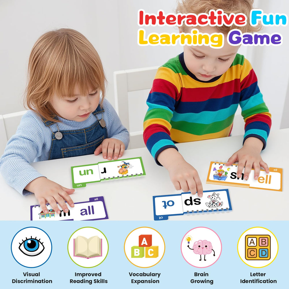 FOIFIS Read and Rhyme Flip Family Book pages enable active word building during play.