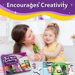 FoilColoring no-mess foil art keeps surfaces clean.