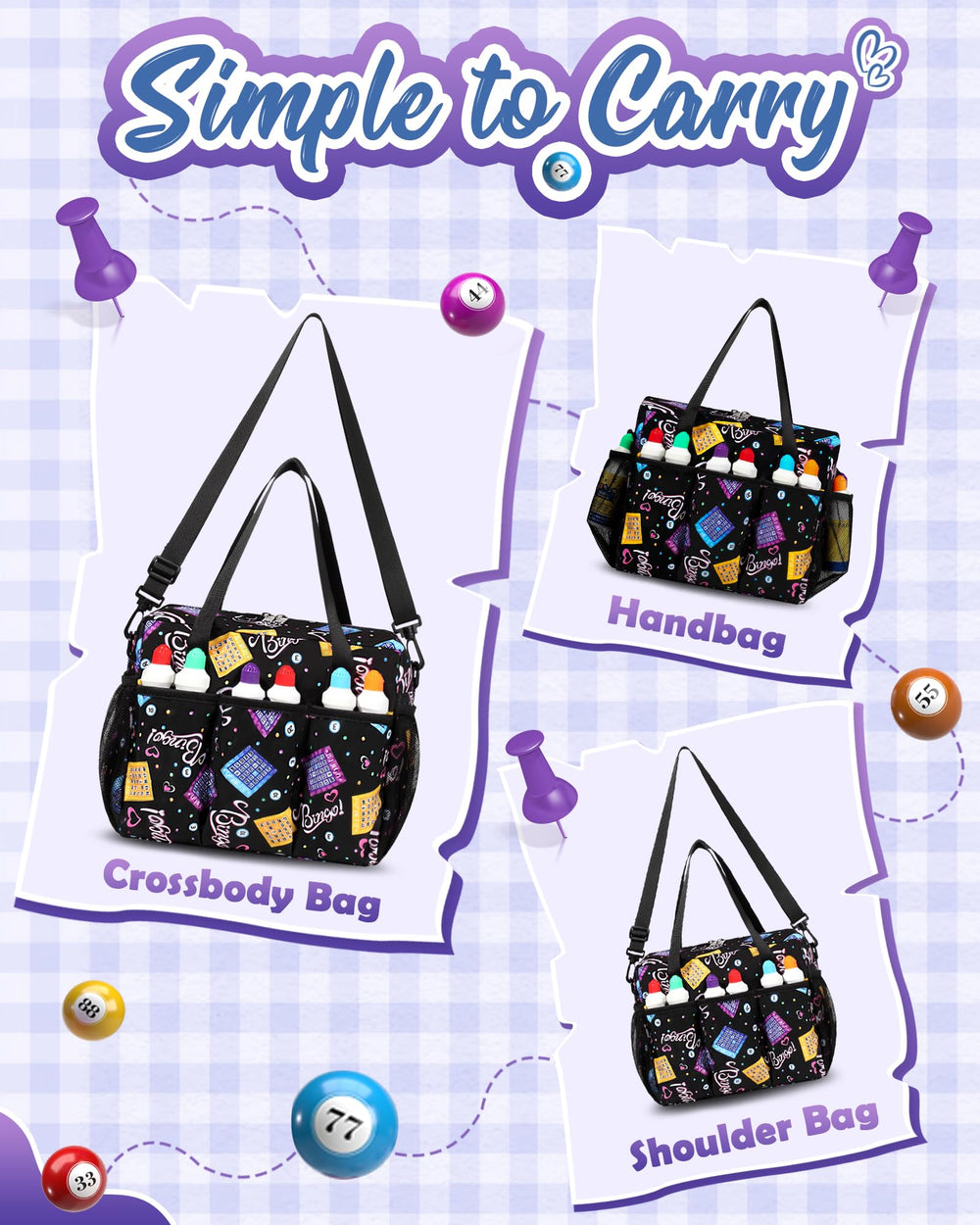FOKDUVB bingo bag adjustable strap enables flexible carry options