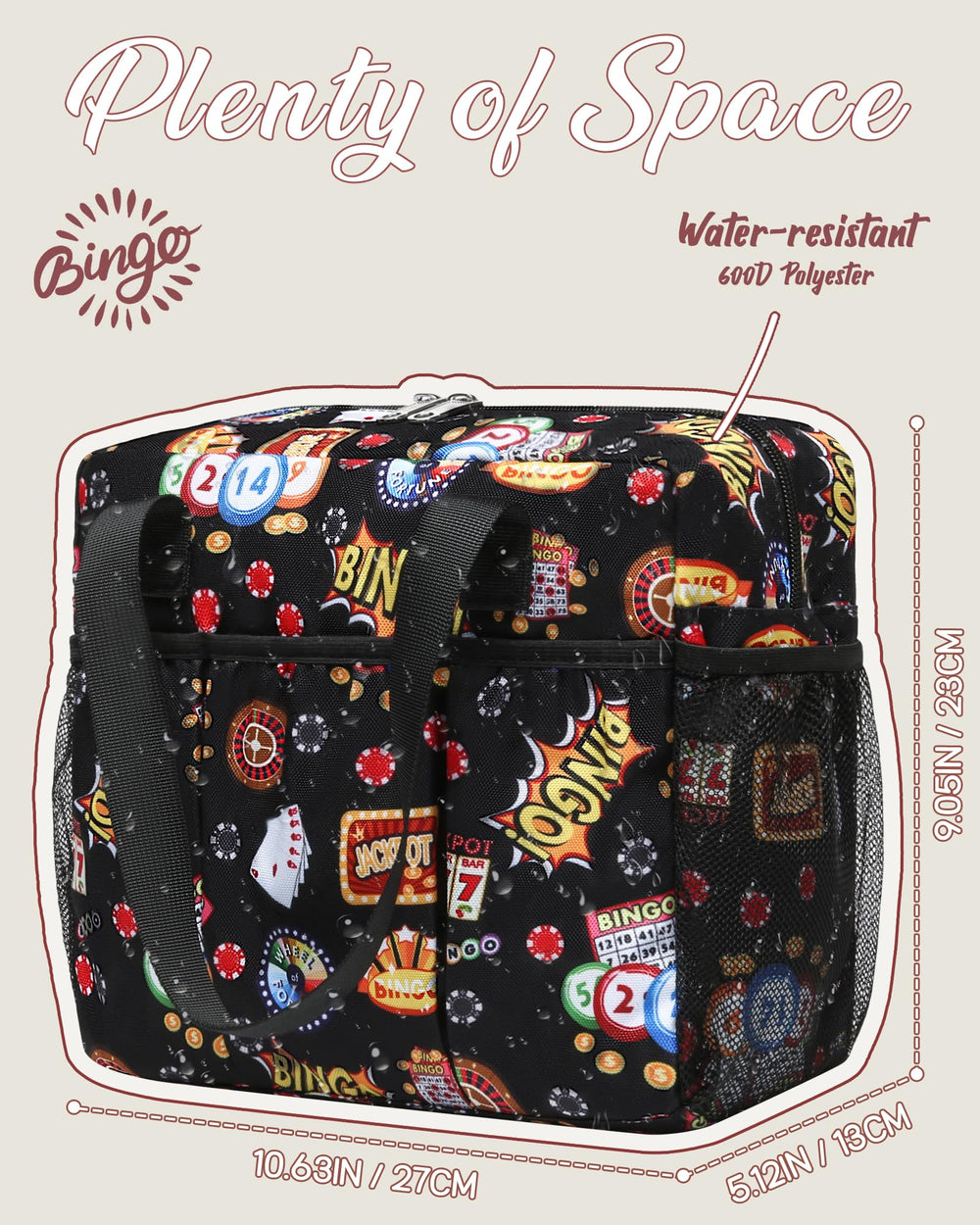 FOKDUVB bingo bag sturdy zippers and padded sides support everyday use.