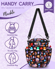 FOKDUVB bucket-shaped bingo bag with handle and strap for versatile carrying.