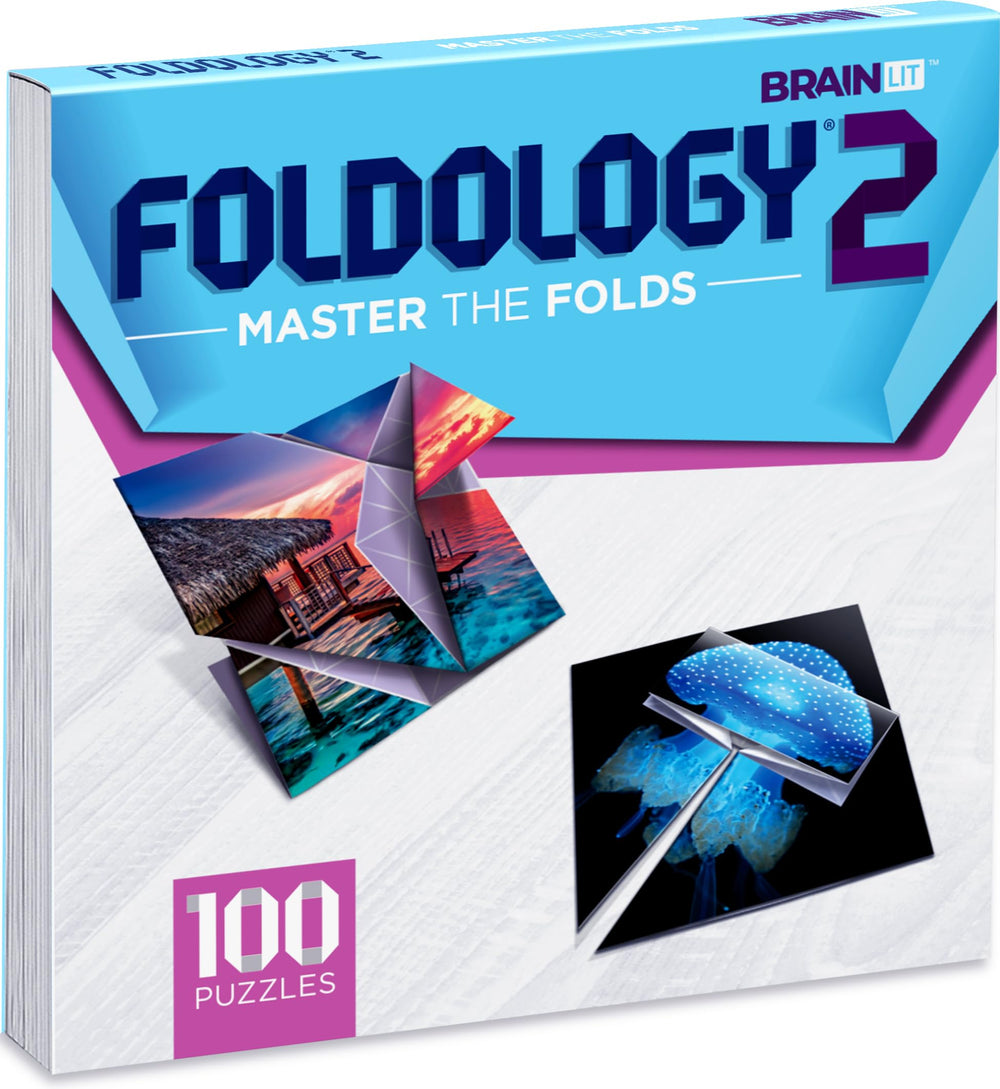 Foldology 2 expansion pack cover with colorful origami puzzles.
