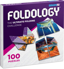 FOLDOLOGY origami puzzle collection on display, offering 100 challenges for solo brain workouts.