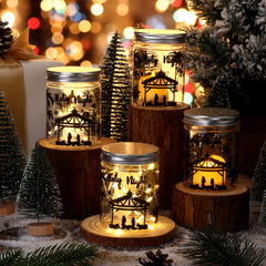 FoldTier nativity mason jar clear display for festive mantels
