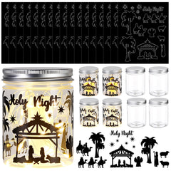 FoldTier nativity mason jar with Jesus in manger for home decoration