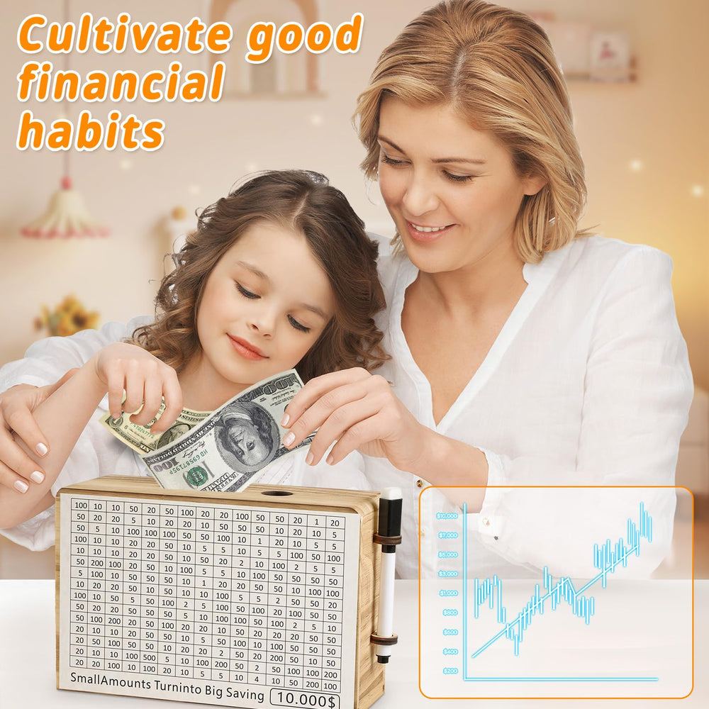 Folencer wooden money saving box is perfect for family learning and bonding