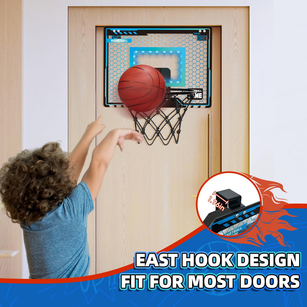 Folimix mini basketball hoop dunk mode with breakaway rim for pro-style feel.