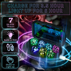 FONVGOGO Rose RGB dice held in hand for on-table use