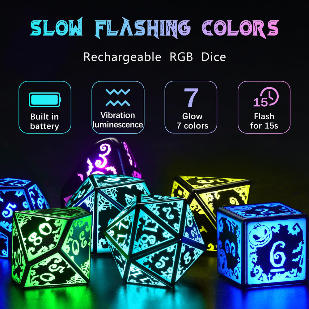 FONVGOGO RGB seven-color DND dice glow during roll for immersive cues.
