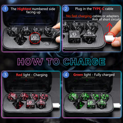 FONVGOGO wireless-charging dice with seven-color RGB lighting during play