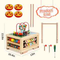 FOPNETS wooden activity cube push-pull storage box for tidy play