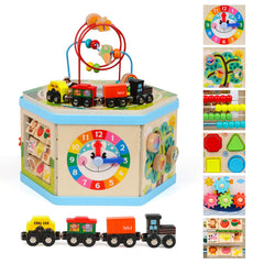 FOPNETS wooden activity cube bead maze enhances fine motor skills and focus.