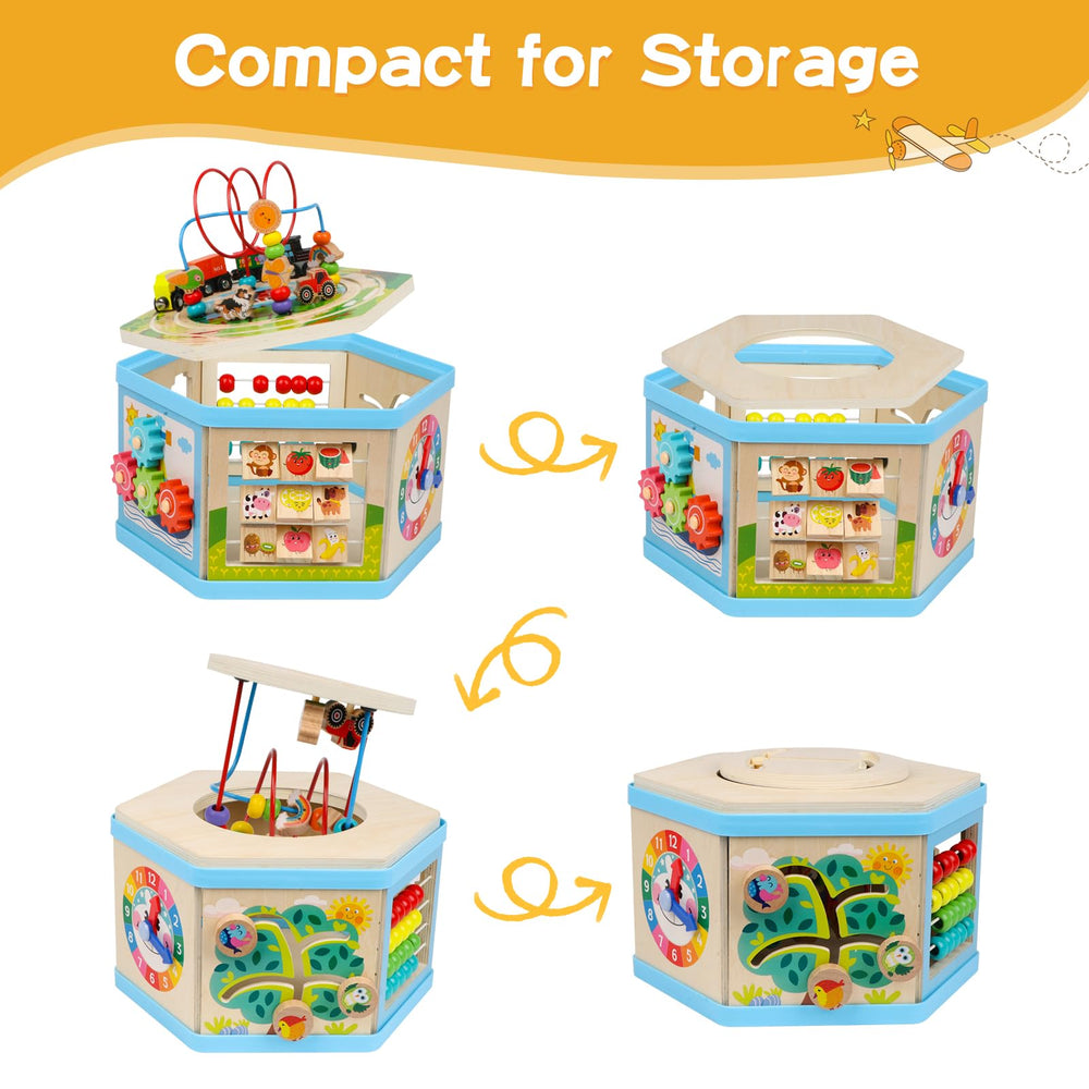 FOPNETS wooden cube train track invites imaginative play and problem solving.