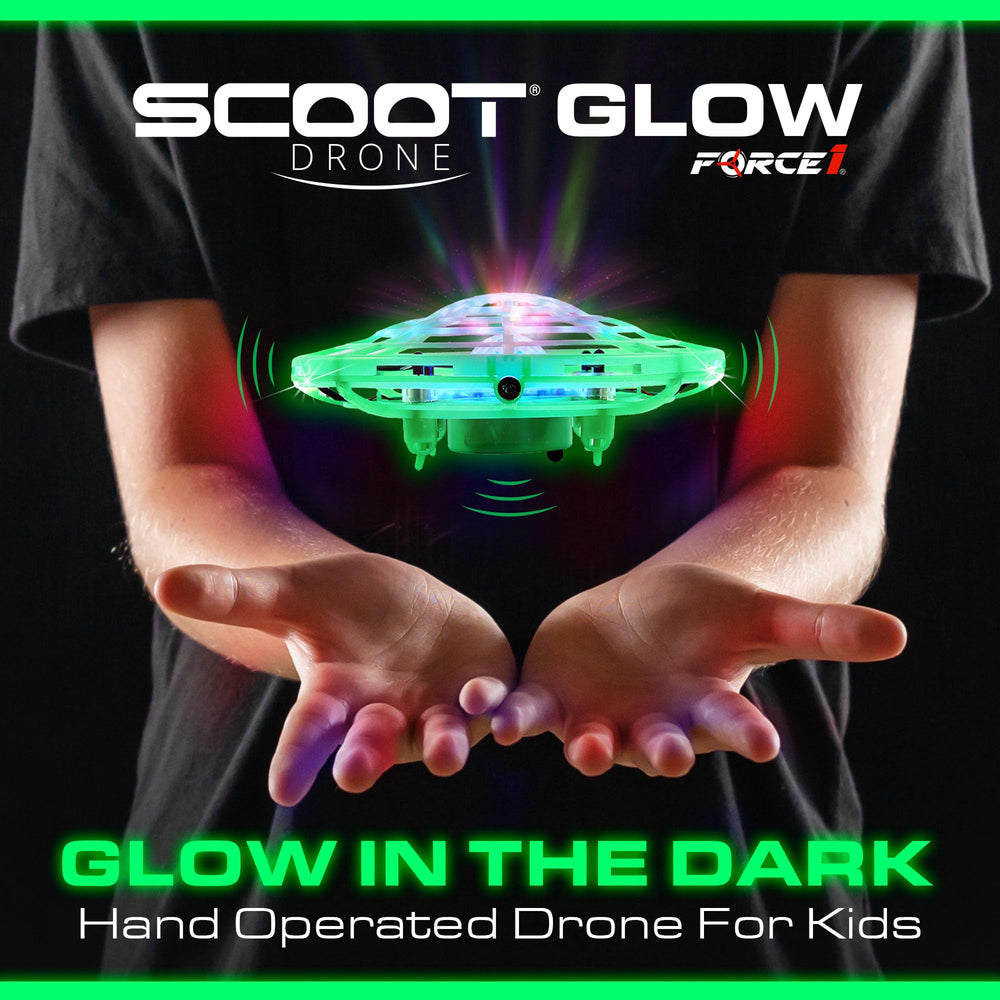 Force1 Scoot Glow LED lights illuminate the play space during flights.