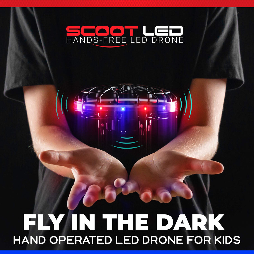 Force1 Scoot drone side view showing compact, webbed shell for safe indoor play.