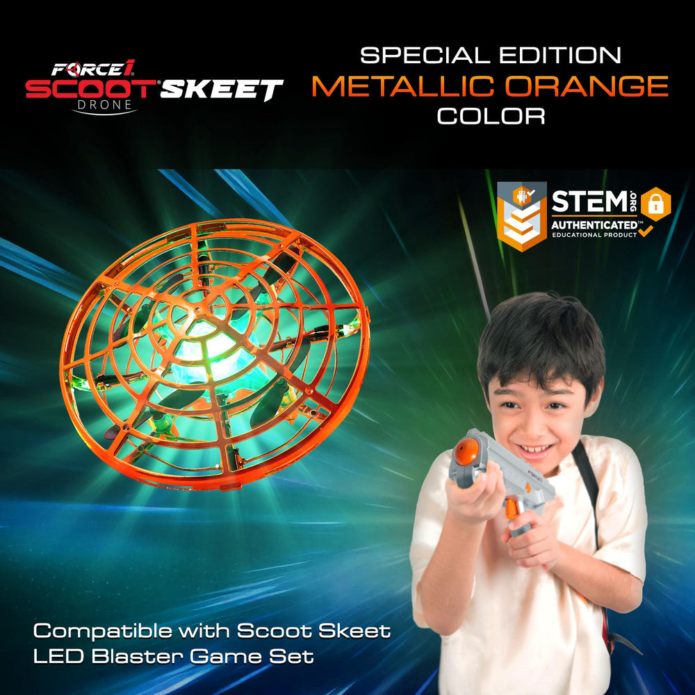Force1 Scoot Skeet LED sensors glow during auto-hover and precise tracking.