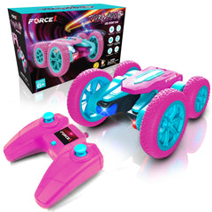 Force1 Tornado Pink LED RC car front view showing dual-sided capability for all-terrain fun