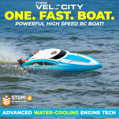 Force1 Velocity Blue RC boat remote transmitter enables precise, long-range control
