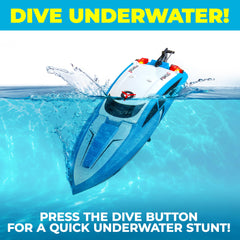 Force1 Velocity Blue RC boat underwater diving adds depth to play
