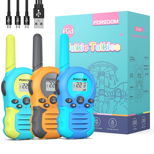 FOREDOM walkie talkies front view, compact design ideal for small hands.