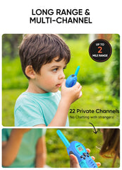 FOREDOM walkie talkie set charging with USB cable, eco-friendly long playtime.