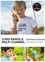 FOREDOM rechargeable walkie-talkie side view shows compact size for small hands.