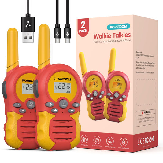 FOREDOM rechargeable kids walkie talkies front view showing durable outdoor-ready design