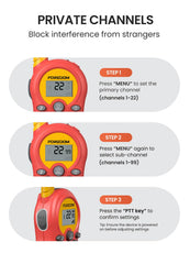 FOREDOM walkie-talkie backlit screen helps visibility in low light.