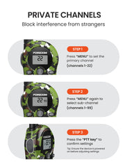 FOREDOM Walkie Talkies backlight display for clearer visibility in dim light.