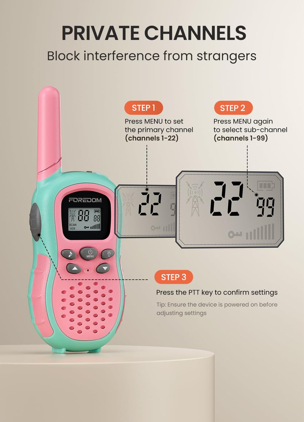 FOREDOM walkie-talkies flashlight feature illuminated for night outdoor use