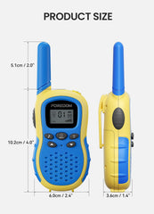 FOREDOM walkie talkies blue battery compartment accessible for quick swaps.