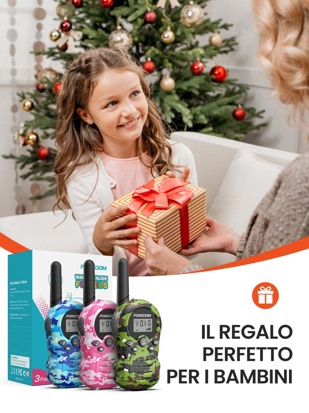 FOREDOM walkie talkies kids LCD display glows for easy use in low light