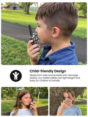 FOREDOM kid walkie talkies back view highlighting slim profile and portability.